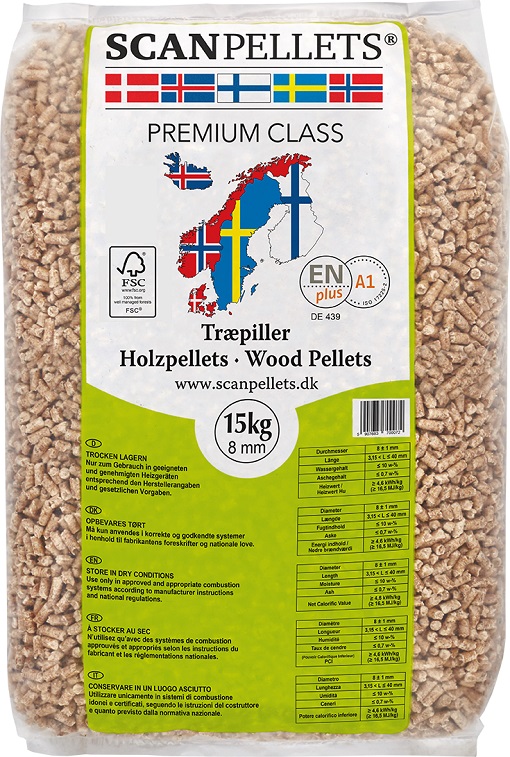 Køb ScanPellets Premium Class træpiller i alle Fleggaard og Calle